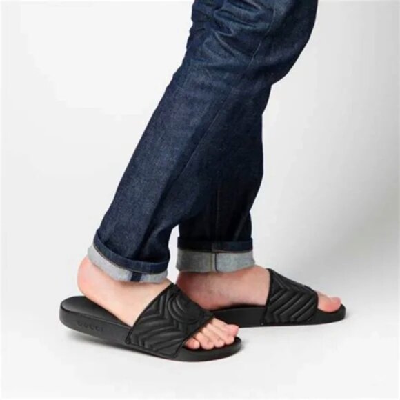 NEW GUCCI Men’s GG Matelasse Quilted Slides Sandals 11 G US 11.5 $495 Authentic - Picture 7 of 12